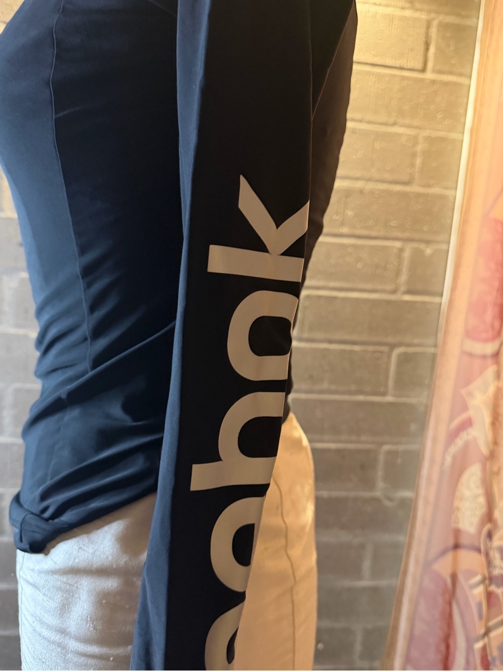 Reebok Black Long Sleeve Top with White Logo